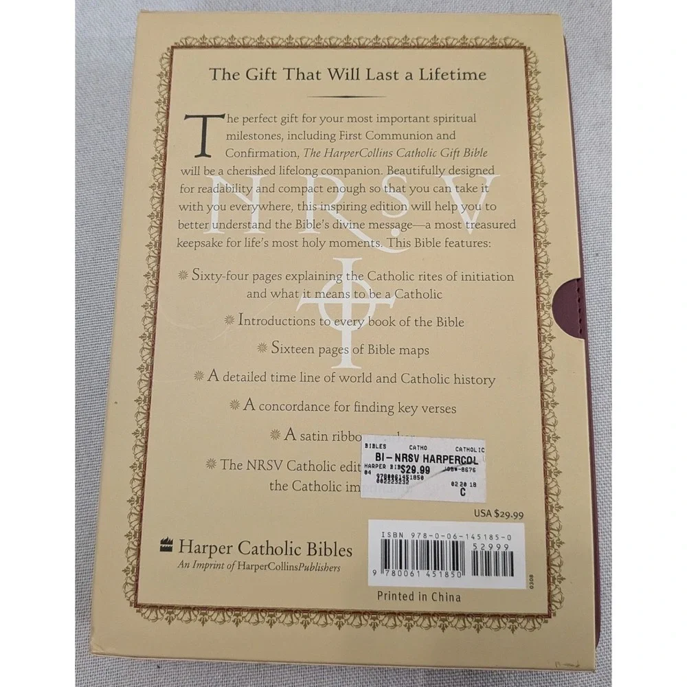 HarperCollins NRSV Catholic Gift Bible Unisex OS Burgundy  Gift Edition